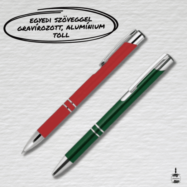 Egyedi szöveggel gravírozott, alumínium toll